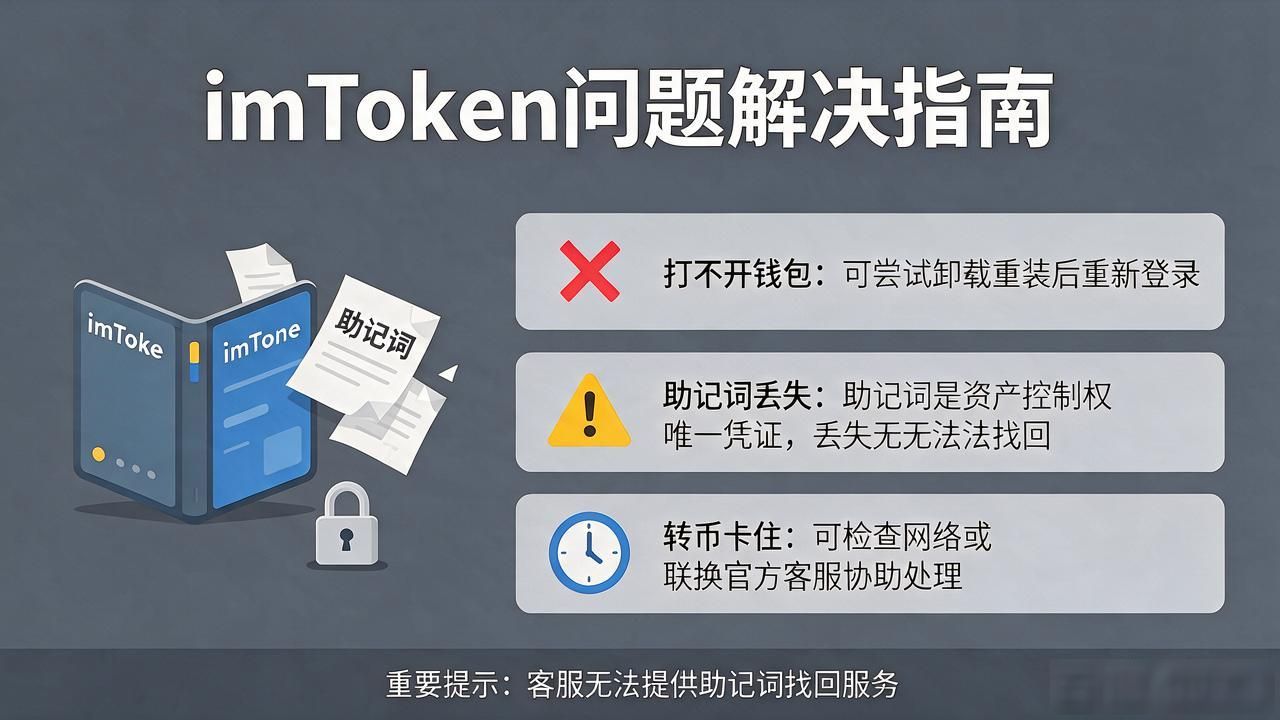 imtoken 答案：打不开、助记词丢了、转币卡住怎么解